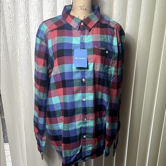 Columbia Men’s Cornell Woods Buffalo Checker Button Down Long Sleeve Shirt Sz XL - Picture 1 of 9